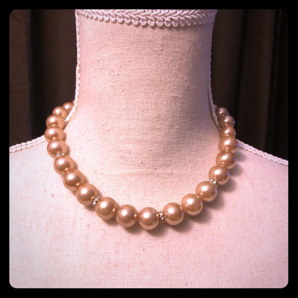 Vintage RMN Champagne and rhinestone necklace